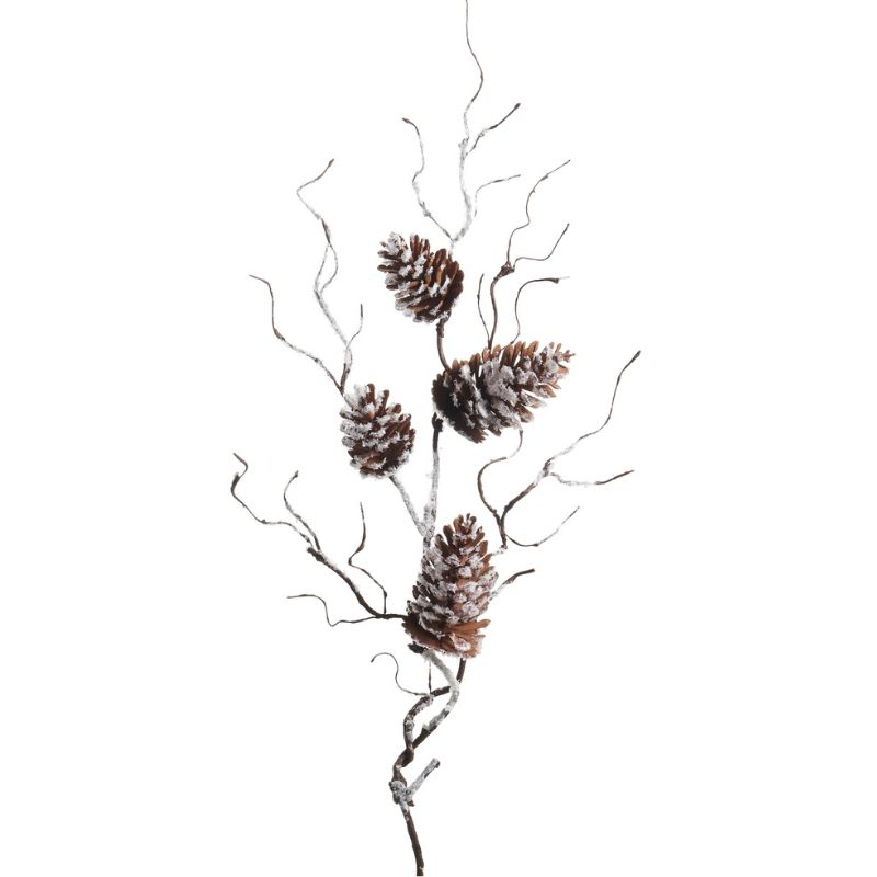 28" Frosted Pinecone Branch